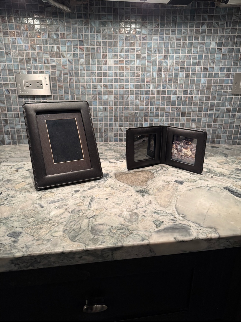 Two - Coach Leather Photo Frames